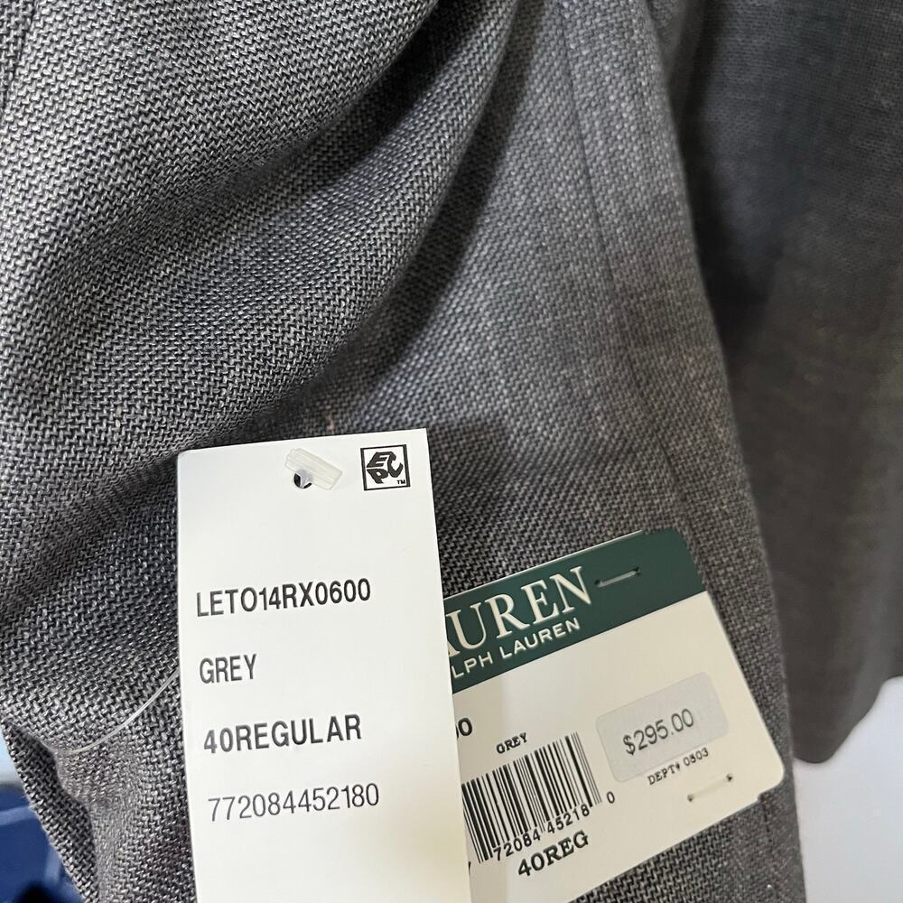 Lauren Ralph Lauren UltraFlex Heathered Blazer Size 40 Gray Classic Men’s NWT - Picture 10 of 13